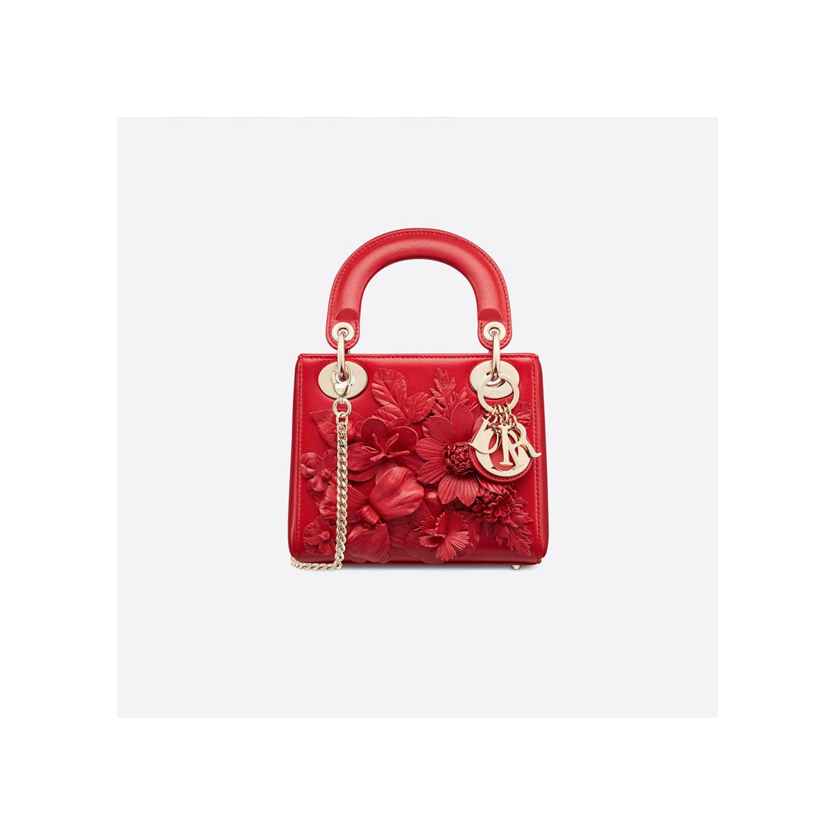 Christian Dior Lambskin Embroidered Flowers Mini &quot;Lady Dior&quot; Bag M0565