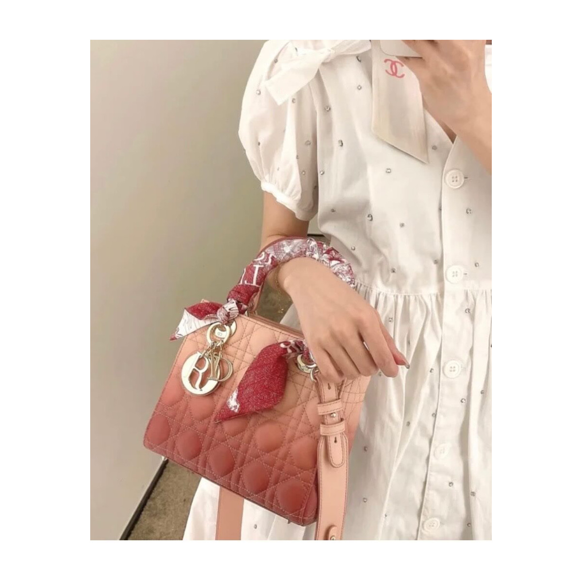 Lady Dior My ABCDior Bag in Pink Gradient Cannage Lambskin M0538