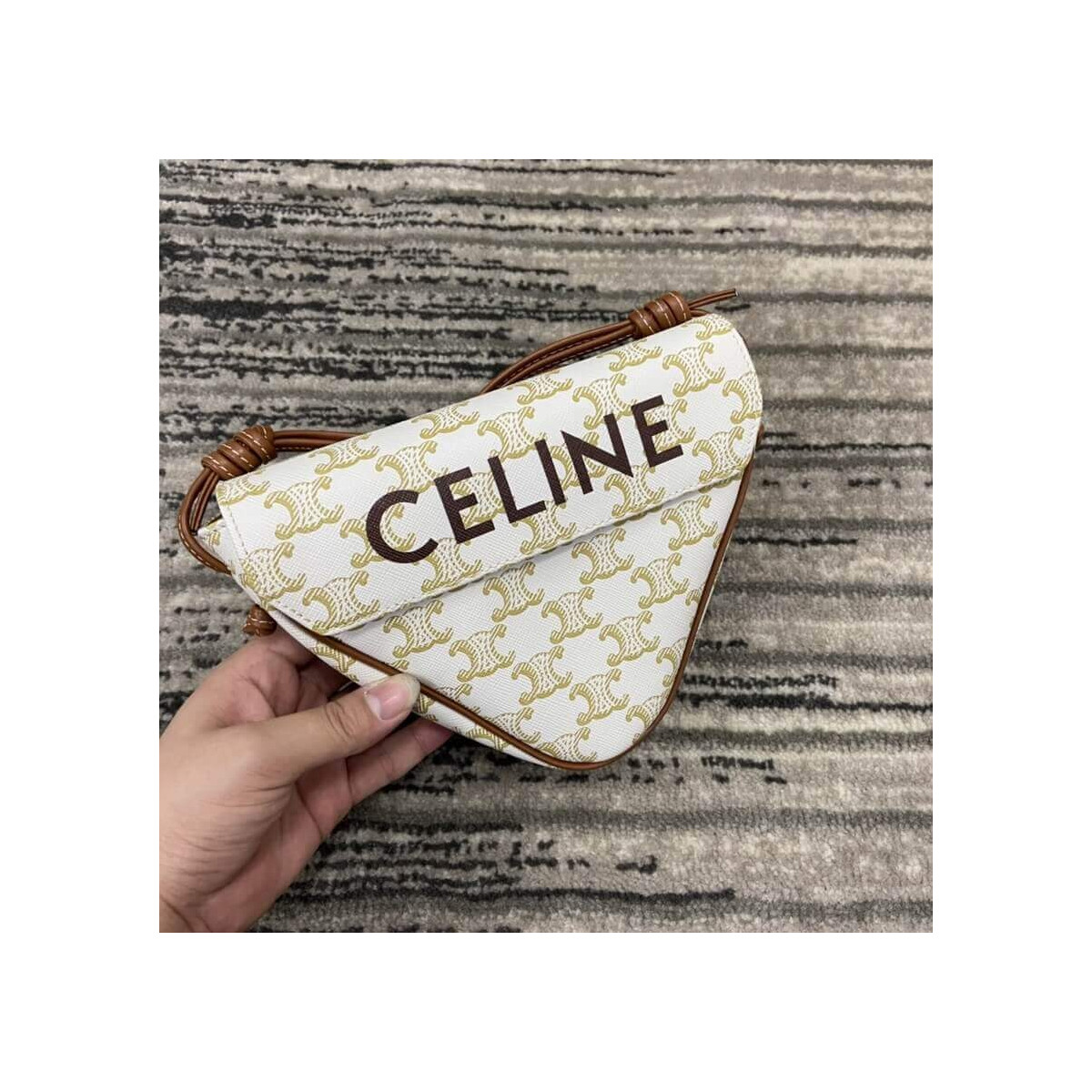 Celine Triangle Bag In Triomphe Canvas With Celine Print 195902