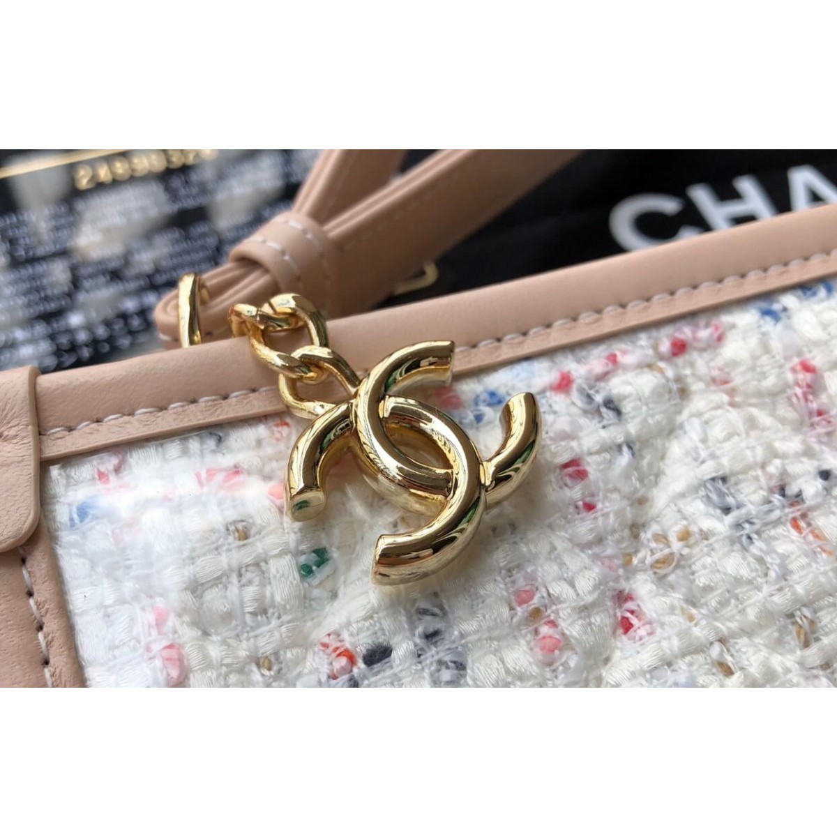 Chanel Large Tweed PVC Logo Pouches AP0360