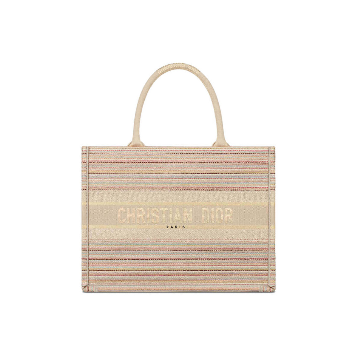 Dior Small Book Tote Multicolor Stripes Embroidery M1296