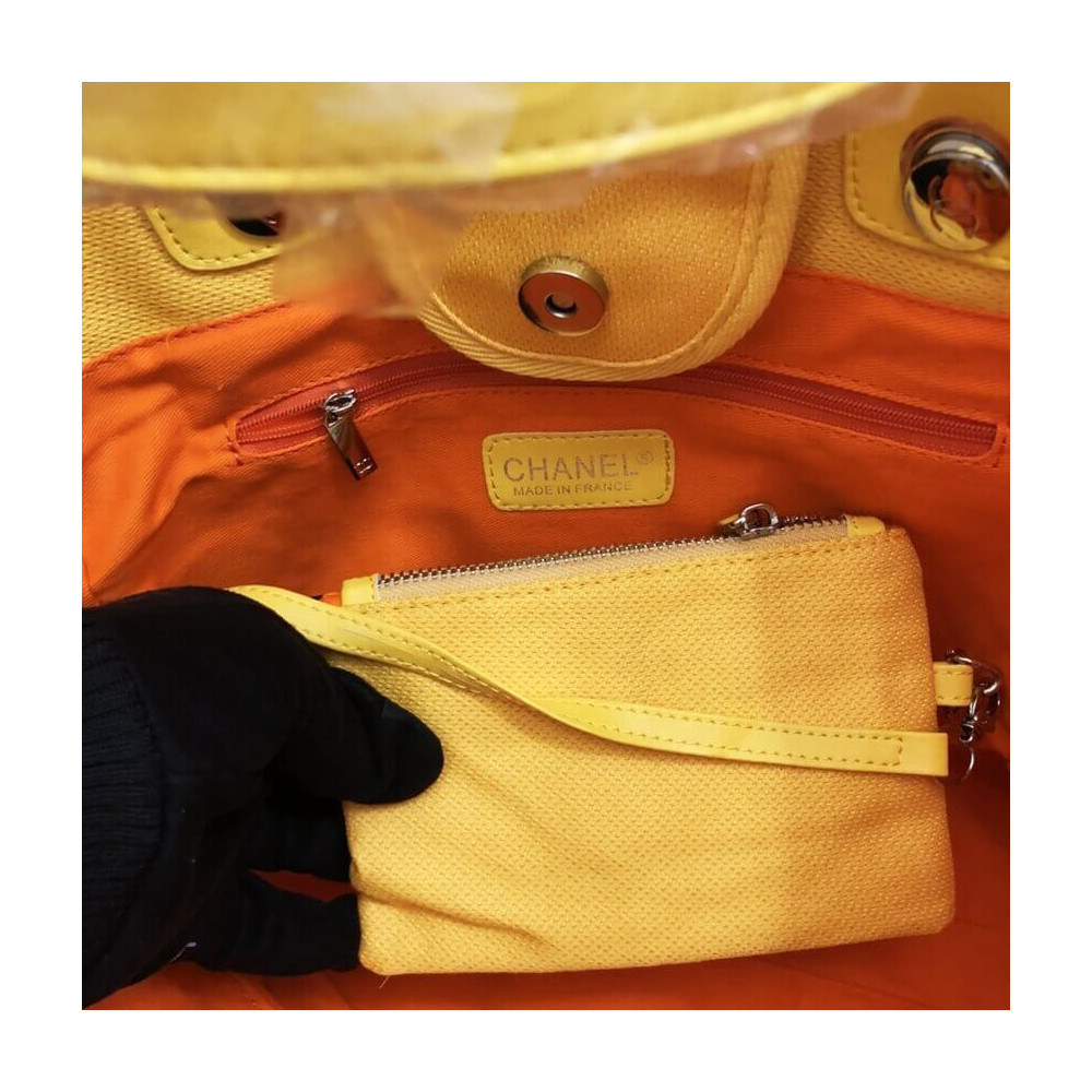 Chanel 21S Deauville Orange Yellow Large Shopping Bag A66941