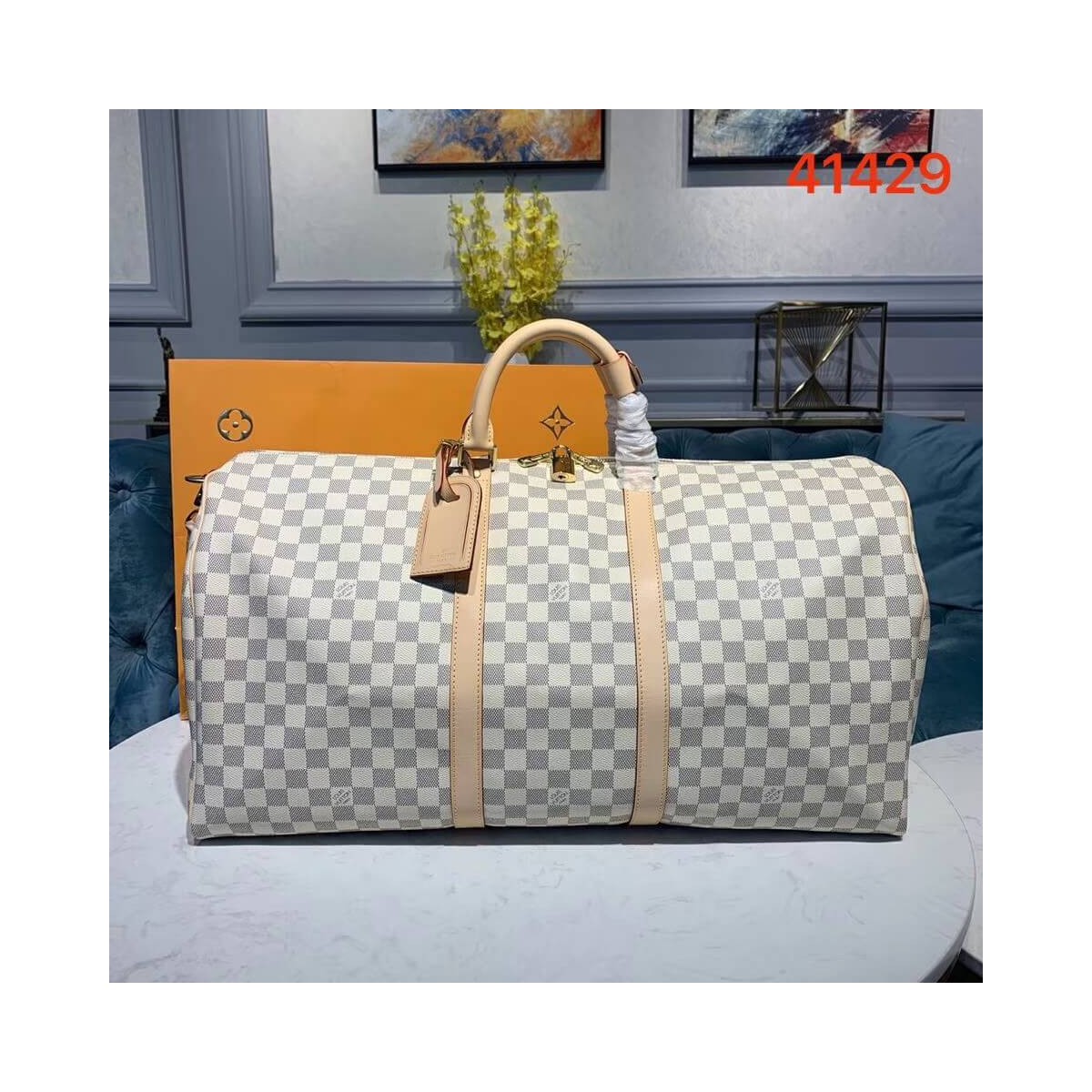 Louis Vuitton Damier Azur Keepall Bandouliere 55 N41429