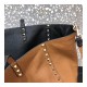 Valentino Garavani Medium Double Rockstud Reversible Tote Bag 0067J Black/Brown