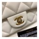 Chanel Small Pearl Logo Strap Flap Bag AS1436 White