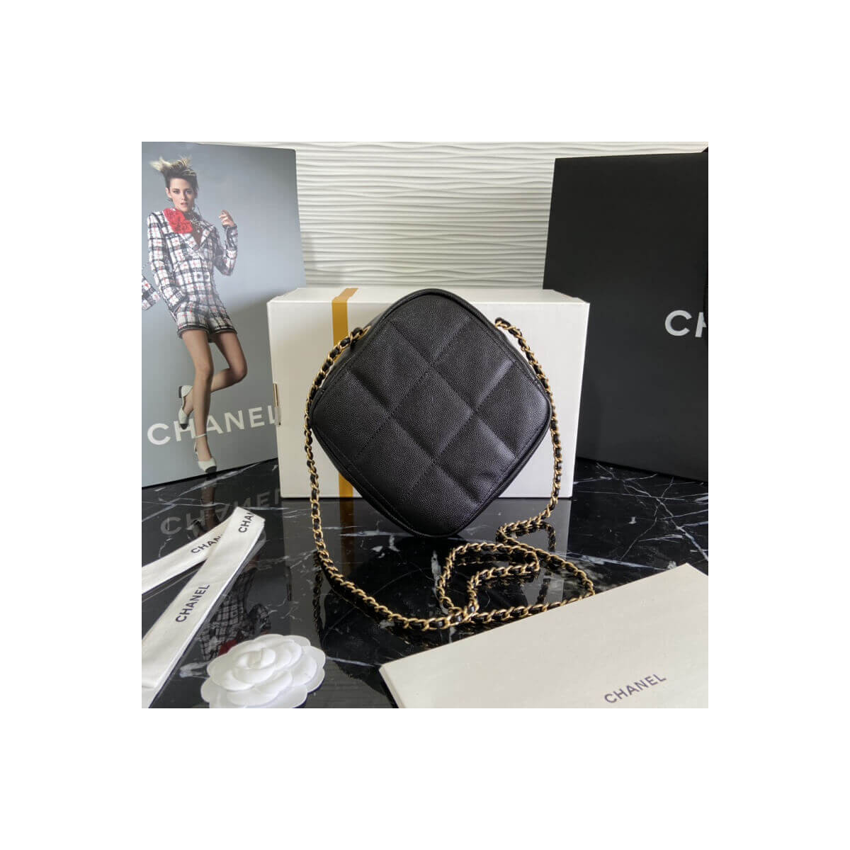 Chanel Small Diamond Bag AS2201 in Grained Calfskin