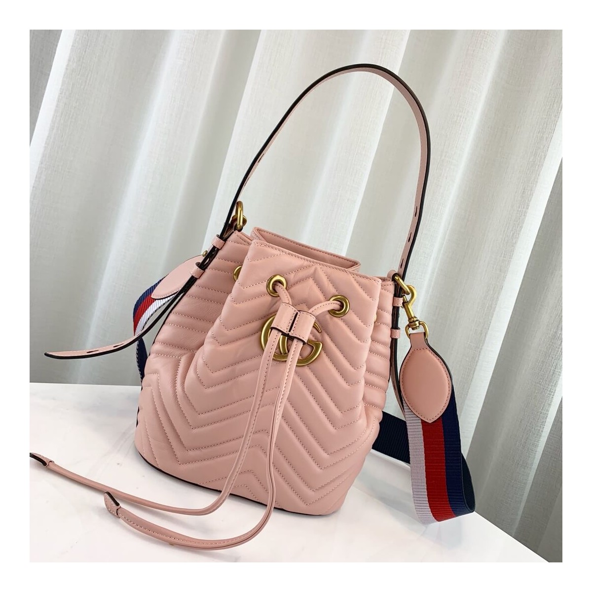 Gucci GG Marmont Quilted Leather Bucket Bag 476674