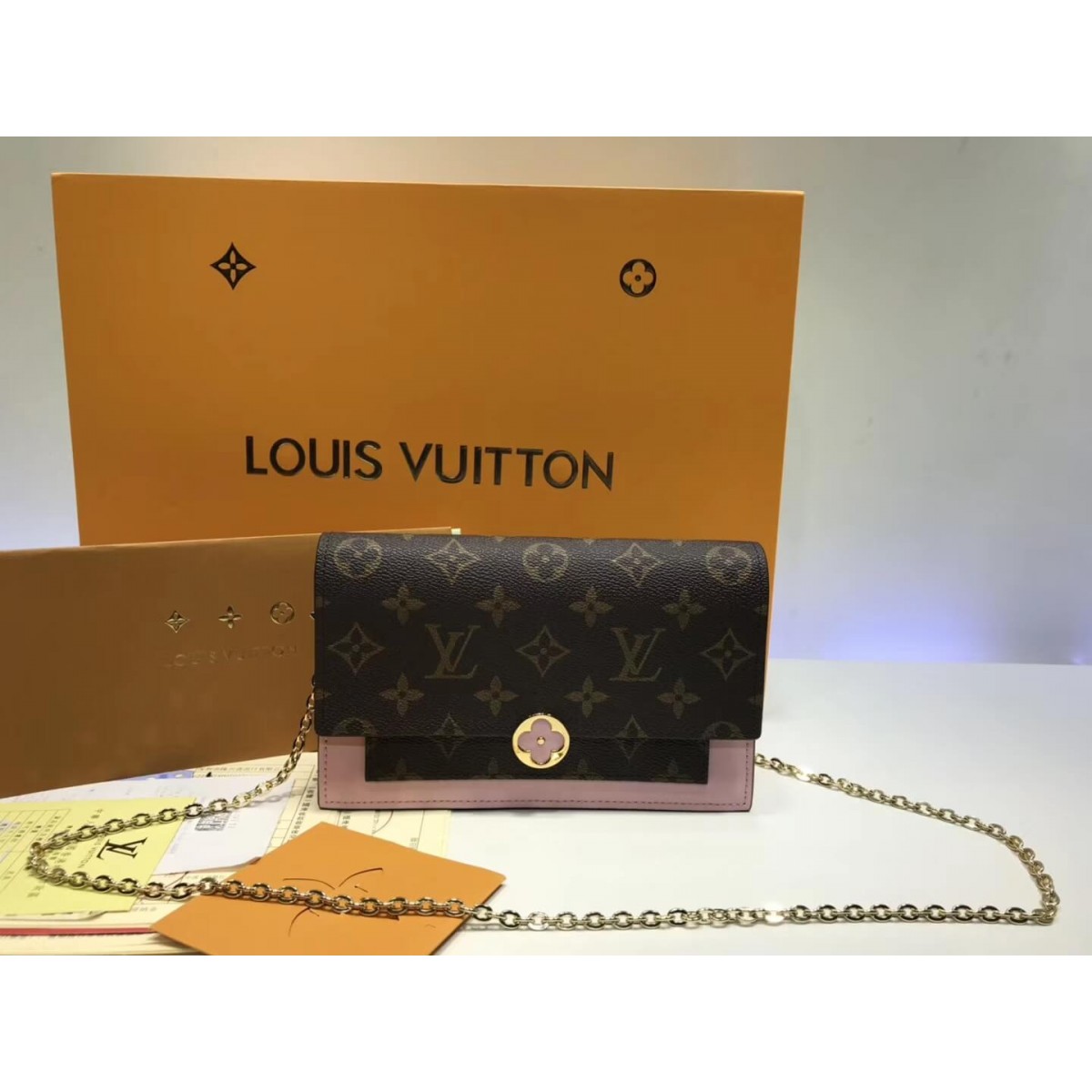 Louis Vuitton Monogram Canvas Flore Chain Wallet M67404 M67405