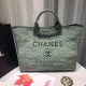 Chanel Deauville Tote 38cm Canvas Bag A66941 Fig Green