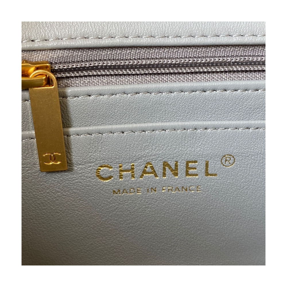 Chanel Mini Flap Bag With Top Handle AS2431 in Iridescent Lambskin