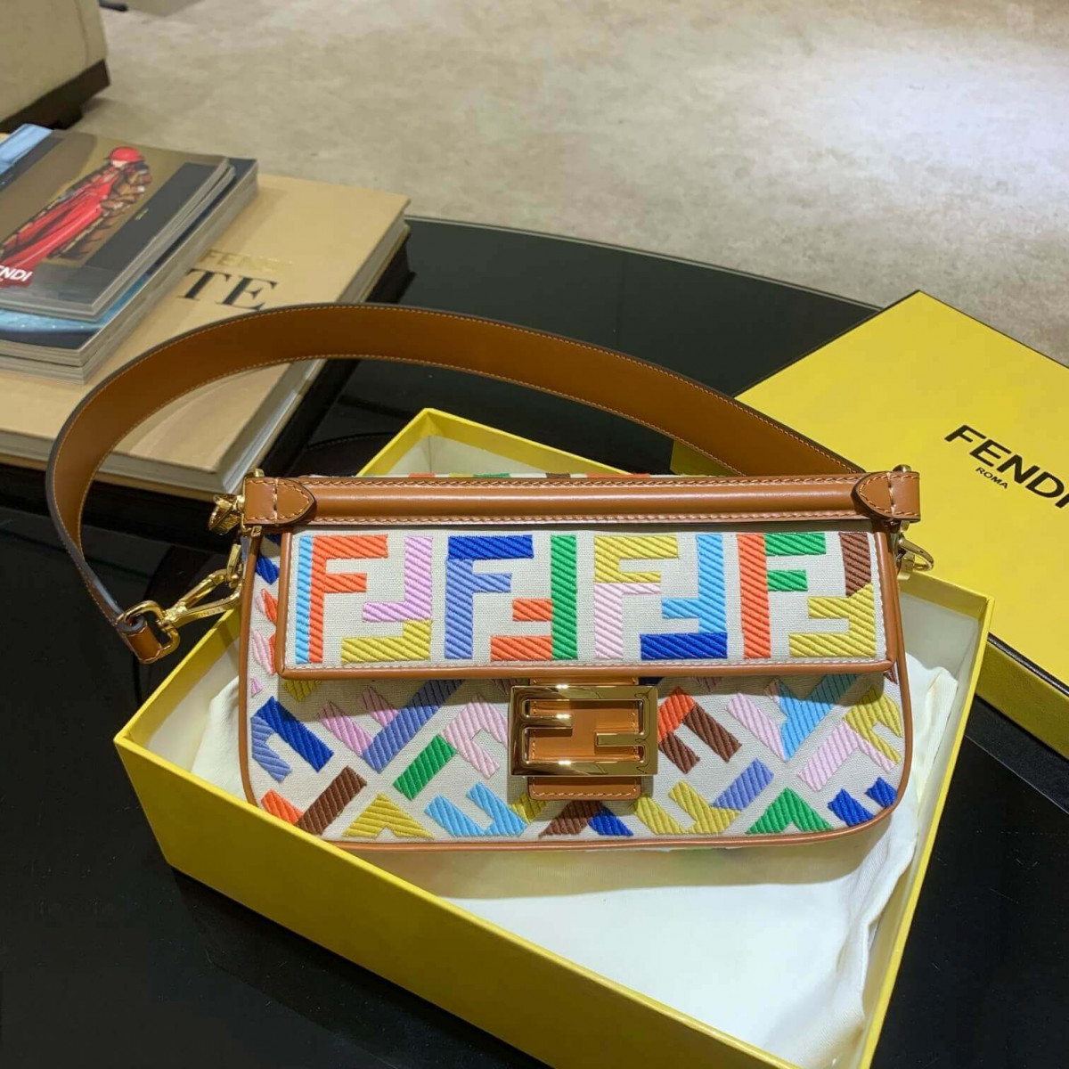 Fendi Baguette in Beige Canvas 8BR600