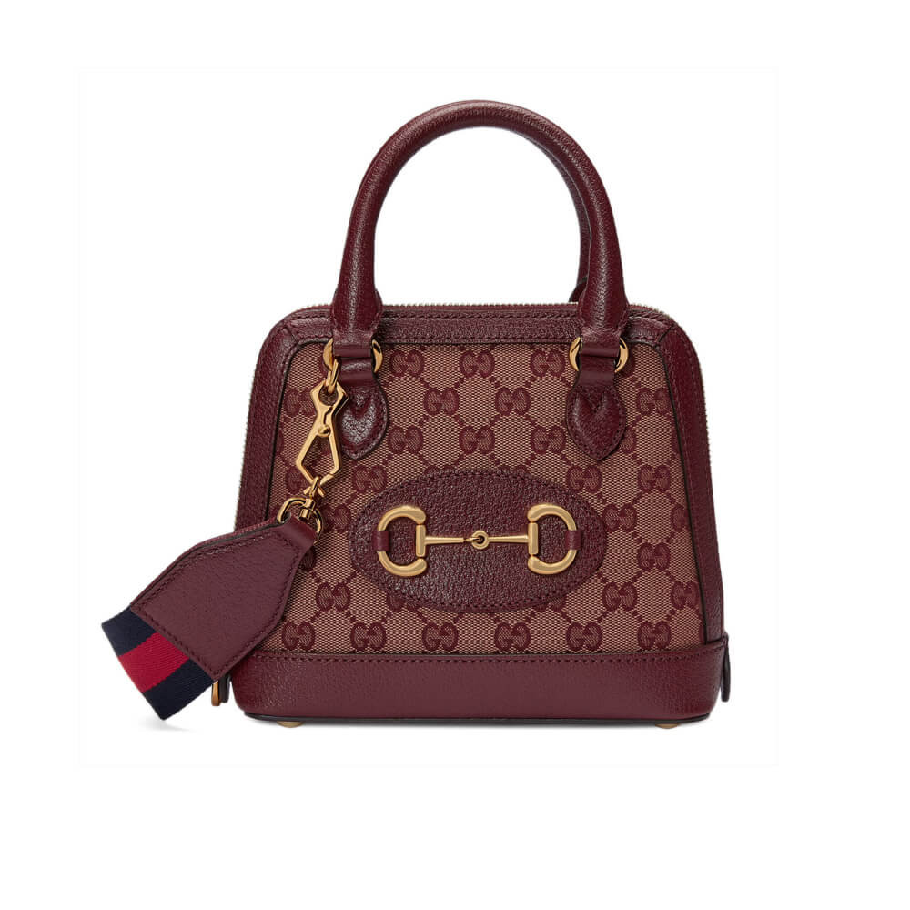 Gucci Horsebit 1955 GG Mini Bag 677212 in Burgundy GG Canvas