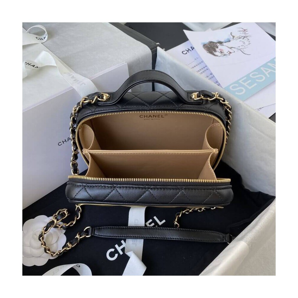 Chanel Gold Vanity Case in Lambskin Style AS2900