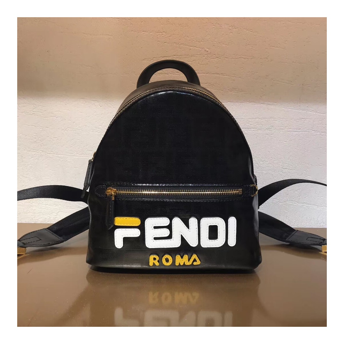 Fendi Mania Logo Zucca Coated Canvas Backpack 8BZ038