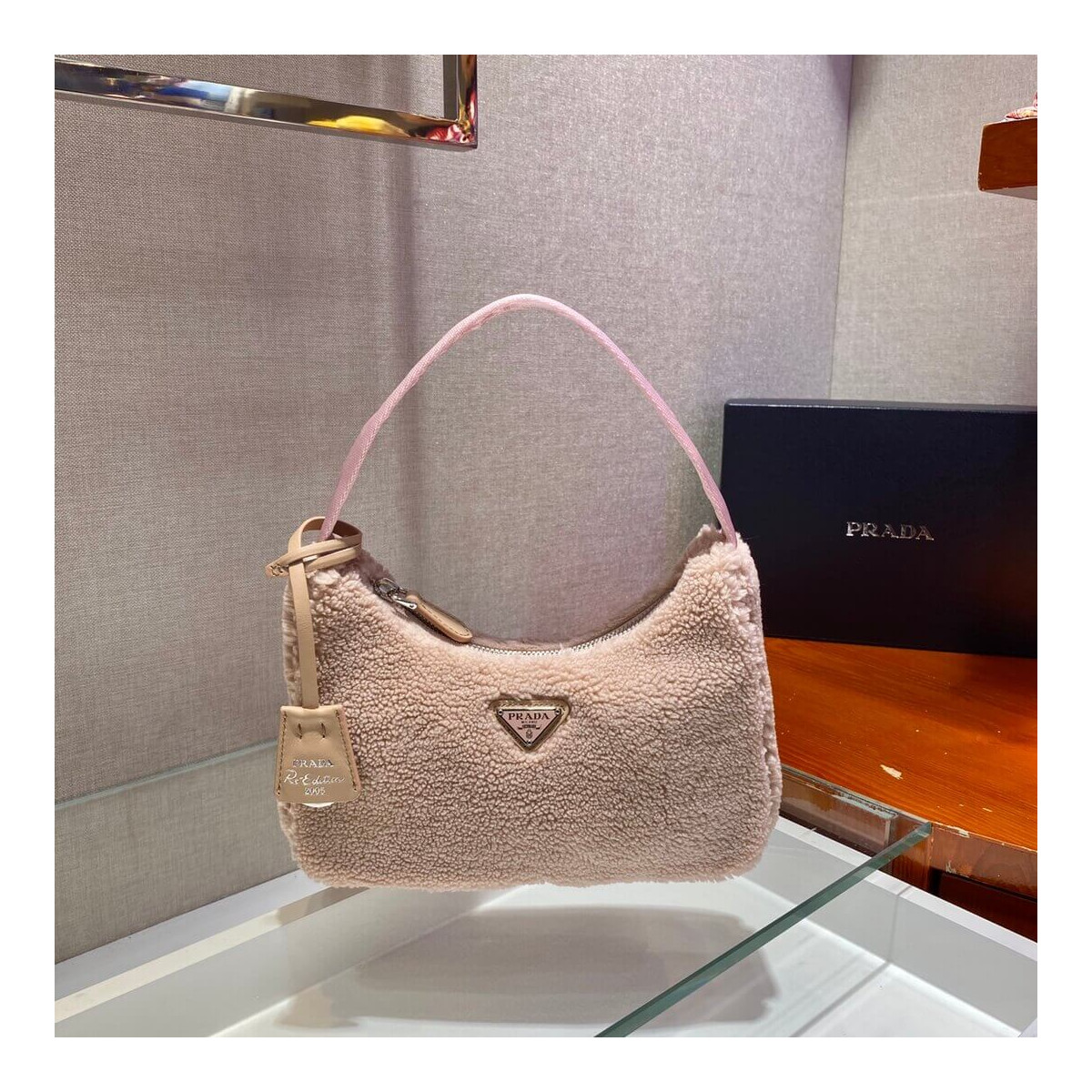 Prada Re-Edition 2000 Shearling Mini Bag NE515