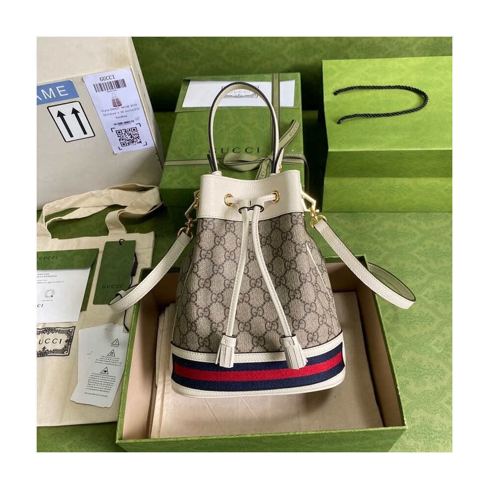 Gucci Ophidia Small GG Bucket Bag 550621 White