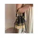 Fendi Brown Mon Tresor Mini Canvas &amp; Raffia Bucket Bag 2028