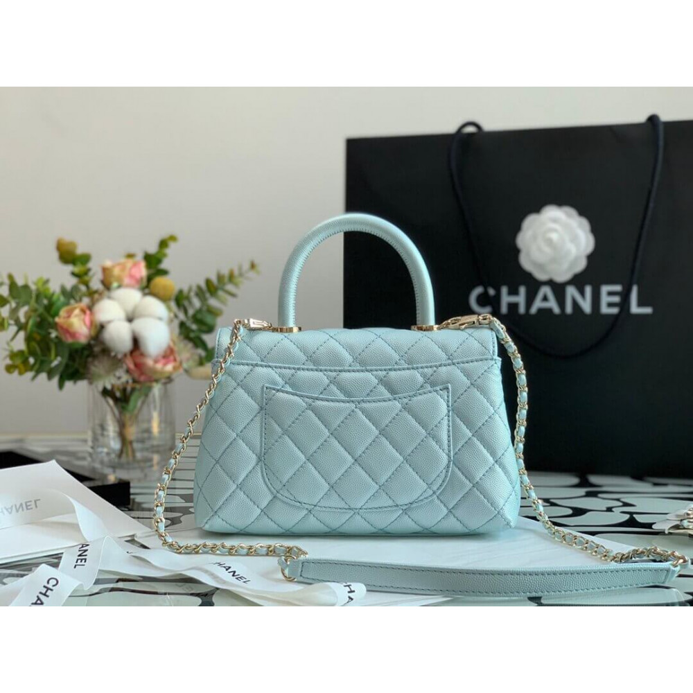 Chanel Grained Calfskin Mini Flap Bag with Top Handle 99003