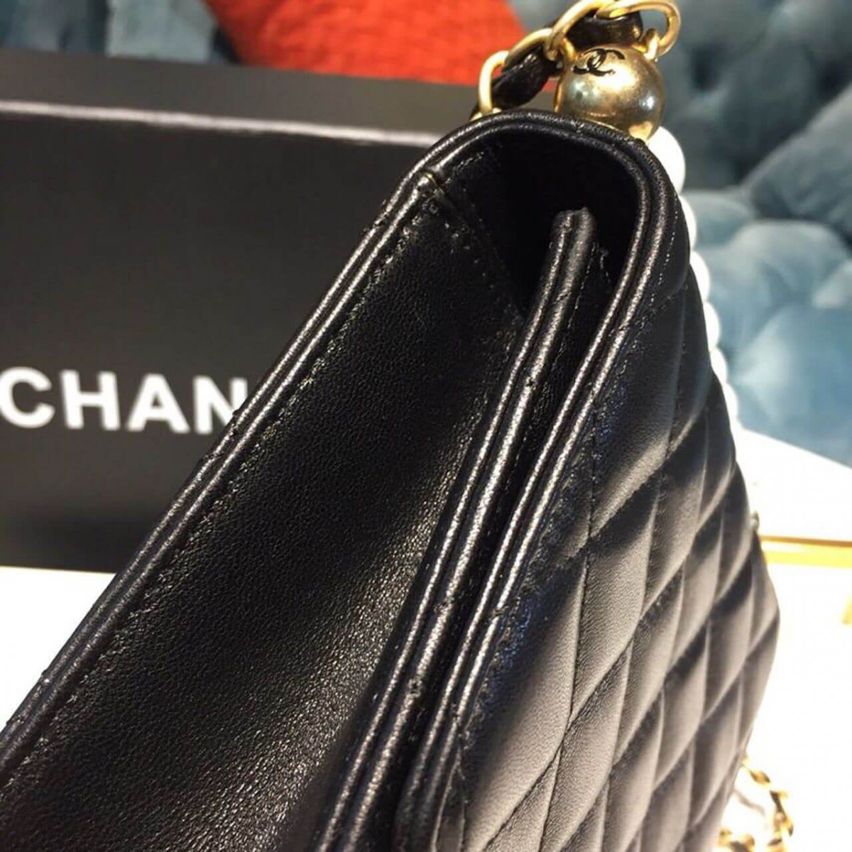 Chanel Small Pearl Chain Flap Bag AS0584