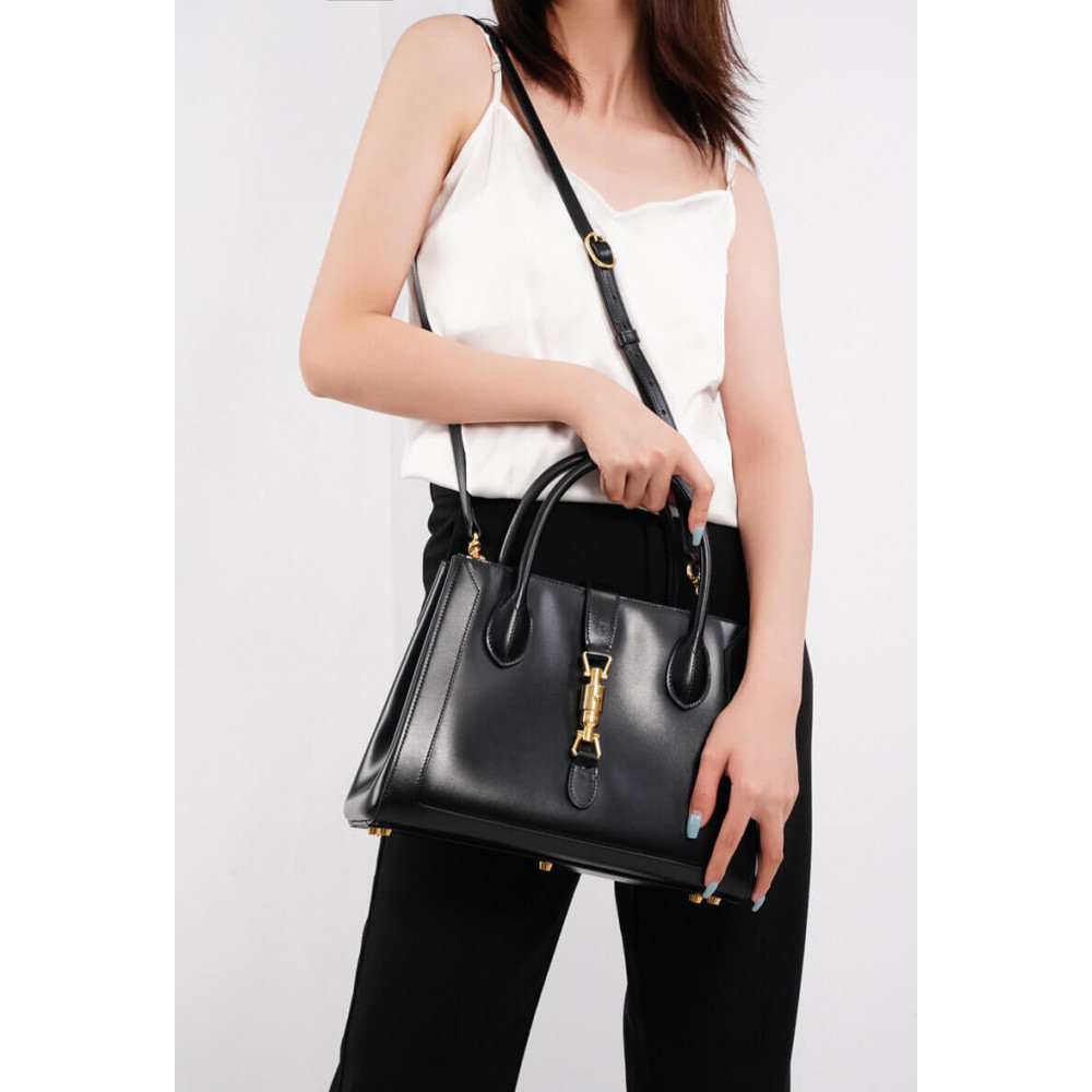 Gucci Jackie 1961 Medium Tote Bag in Black Leather 649016