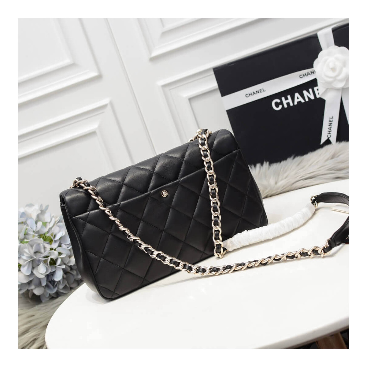 Chanel Flap Bag With Large Bi-Color Chain AS1354