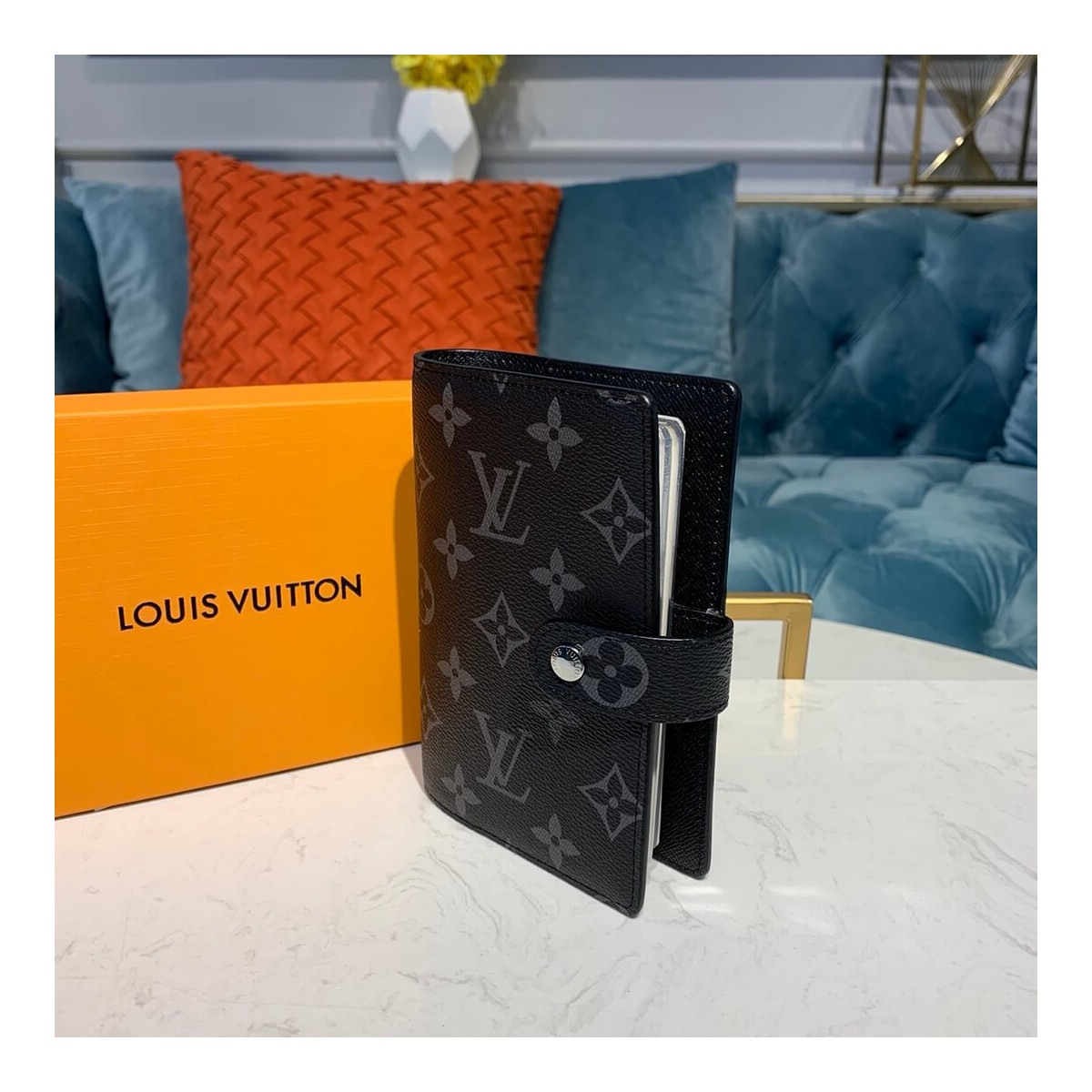 Louis Vuitton Monogram Eclipse Small Ring Agenda Cover R20005