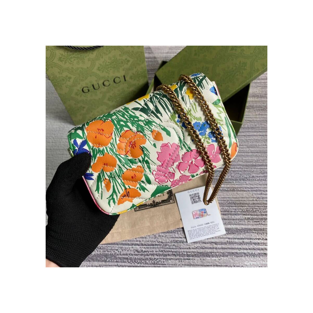 Gucci Ken Scott Print GG Marmont Super Mini Bag 476433