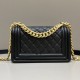 Chanel Le Boy Bag 20cm A67085 Black Caviar Leather