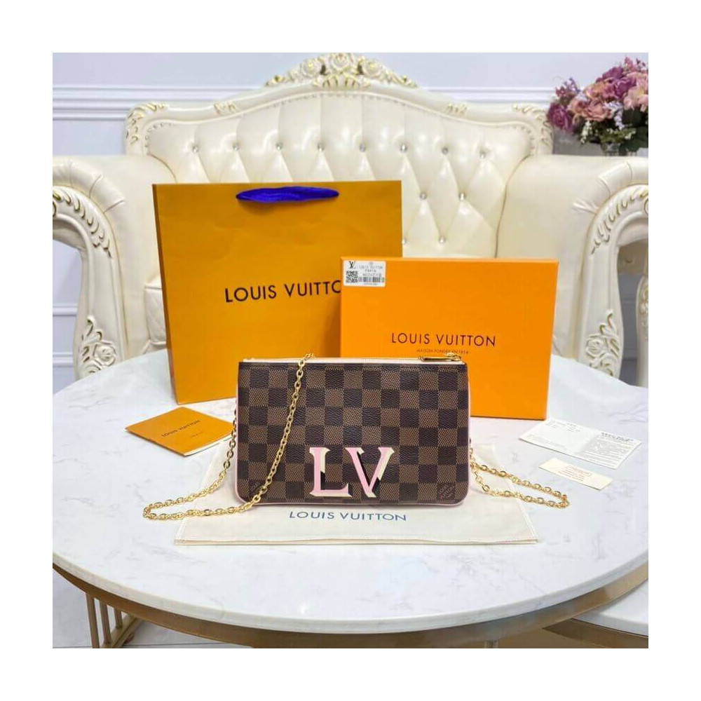 Louis Vuitton Damier Ebene Double Zip Pochette N60254