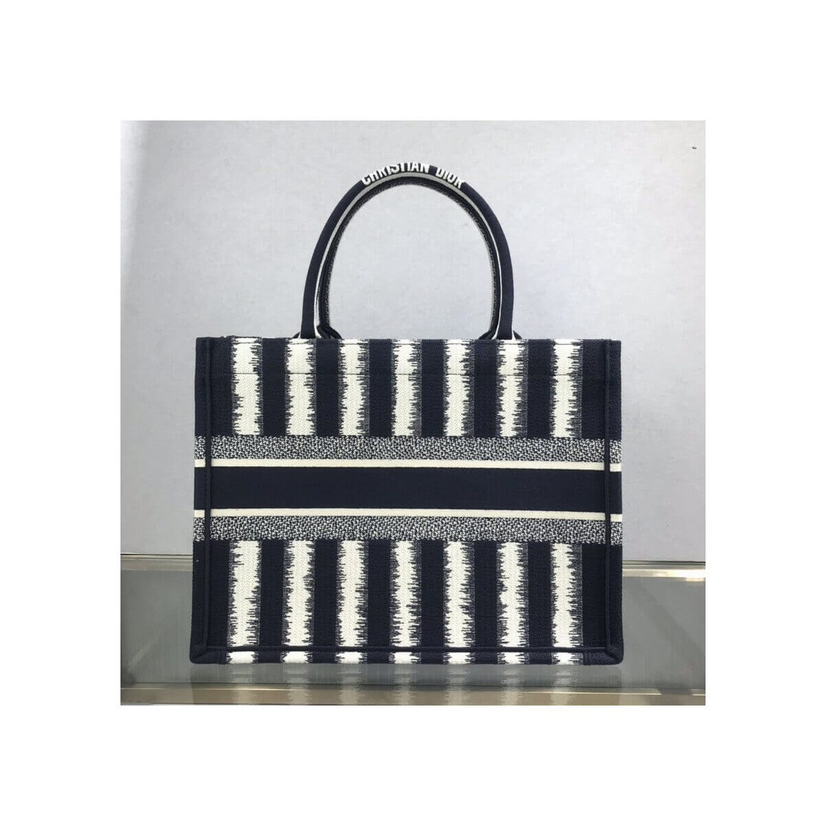 Dior Small Book Tote D-Stripes Embroidery M1296