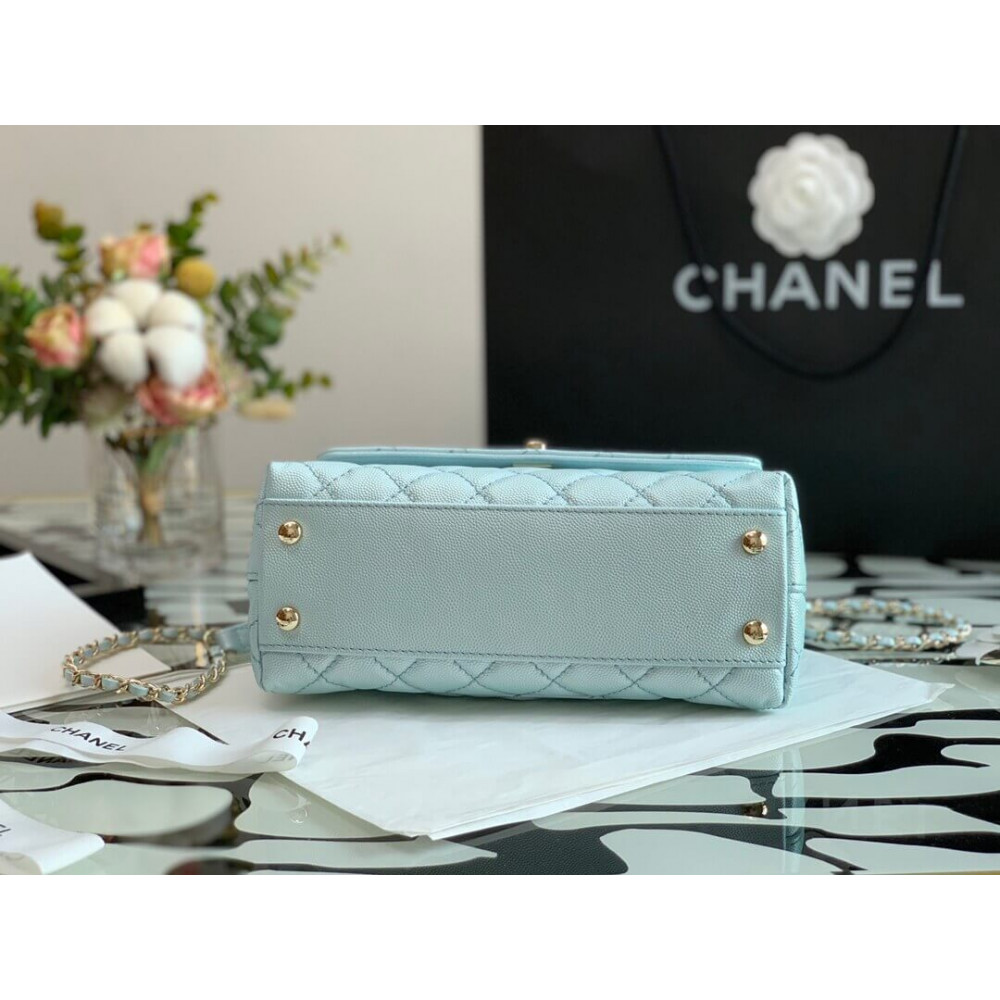 Chanel Grained Calfskin Mini Flap Bag with Top Handle 99003