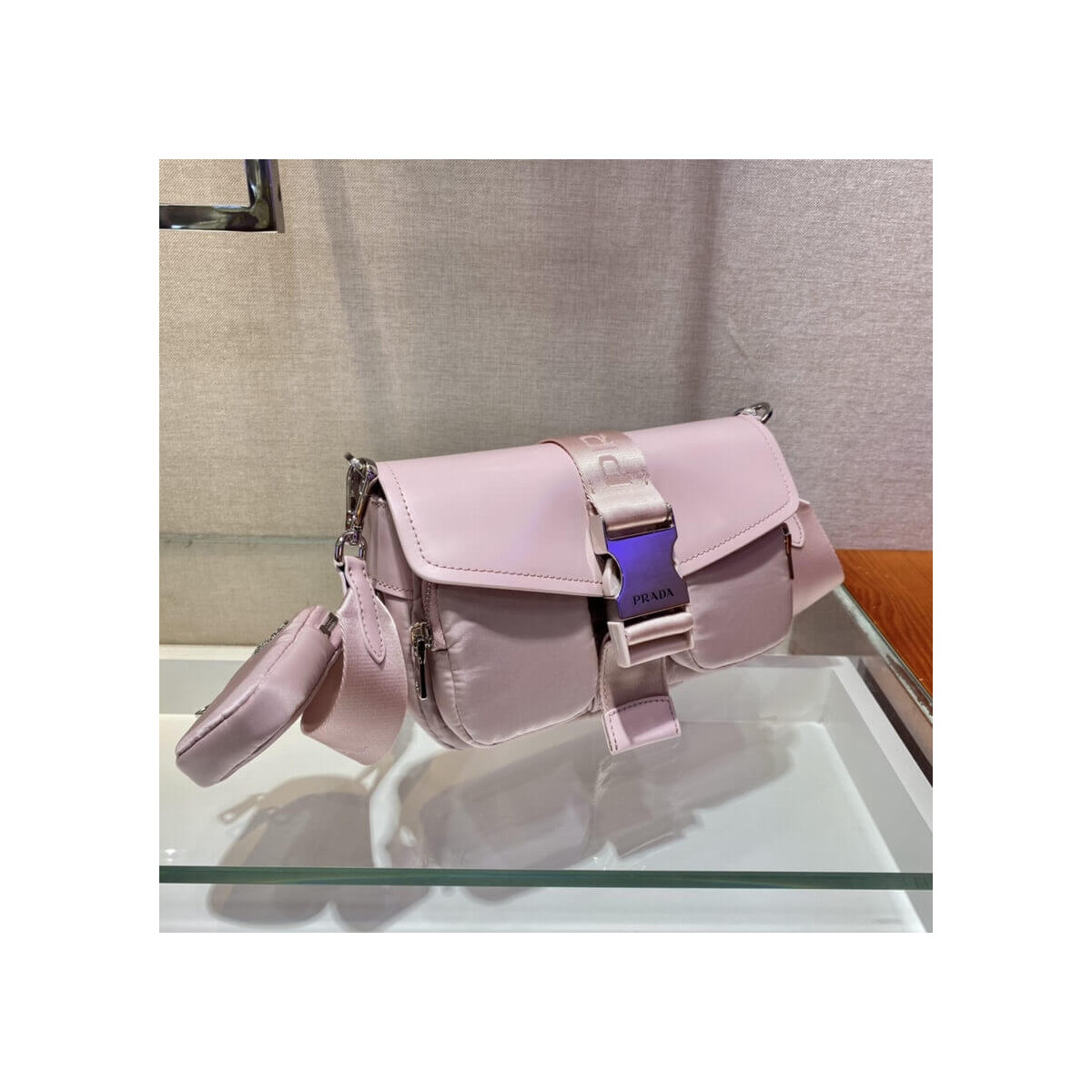 Prada Pocket Nylon And Brushed Leather Bag 1BD295