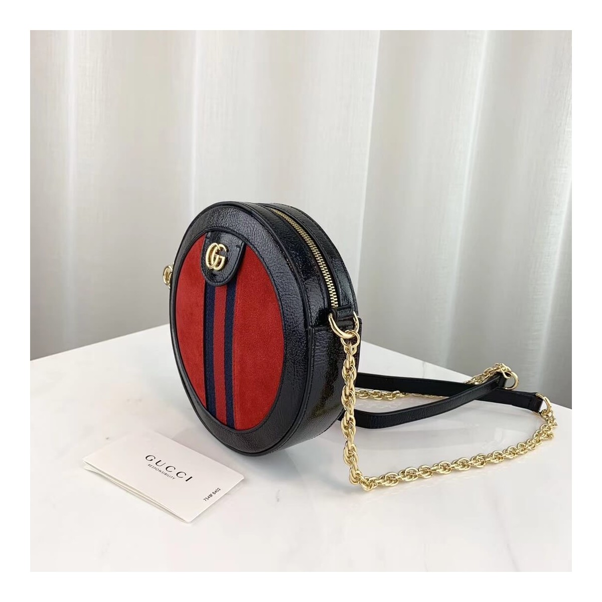 Gucci Suede Ophidia Mini Round Shoulder Bag 550618