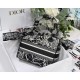 Christian Dior Medium Lady D-Lite Bag Black and White Around the World Embroidery M0565