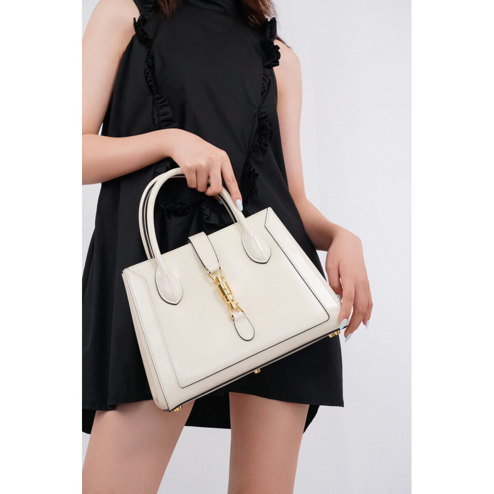 Gucci Jackie 1961 Medium Tote Bag in White Leather 649016