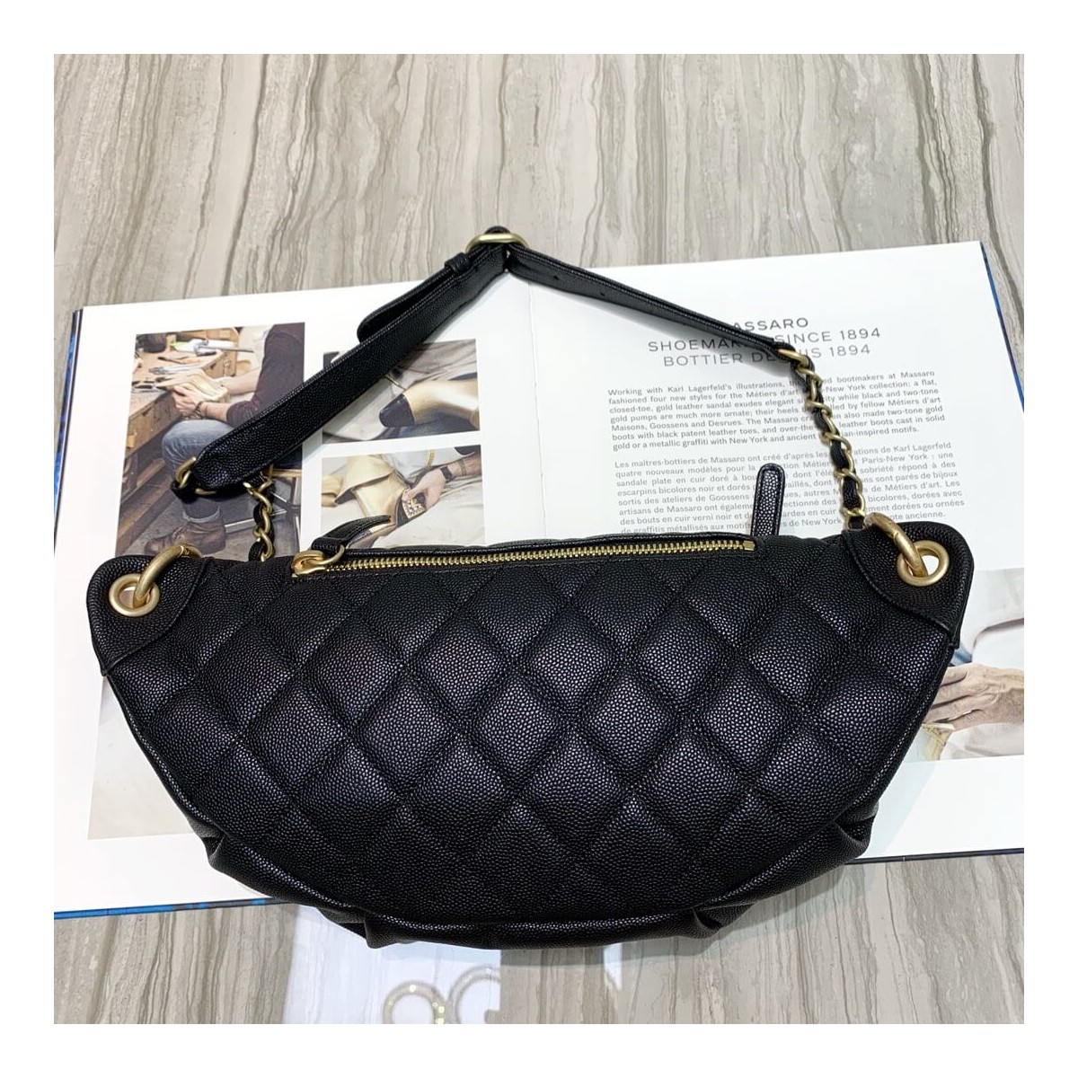 Chanel Quilted Caviar Clafskin Waist Bag S0929