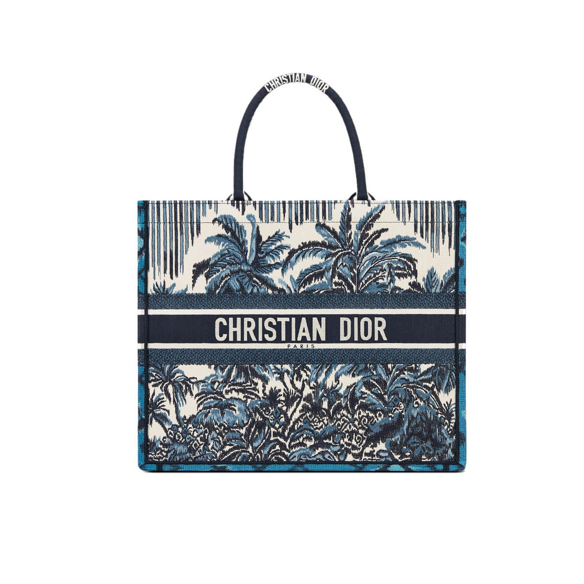 Dior Book Tote in Blue Palms Embroidery M1286