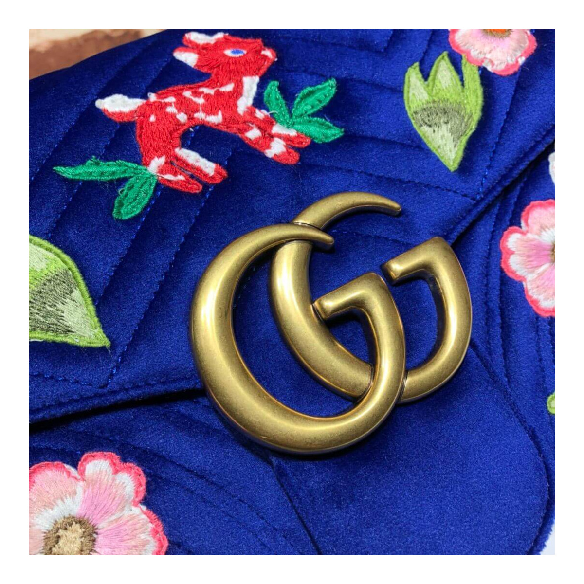 Gucci GG Marmont Velvet Small Shoulder Bag 443496 Blue