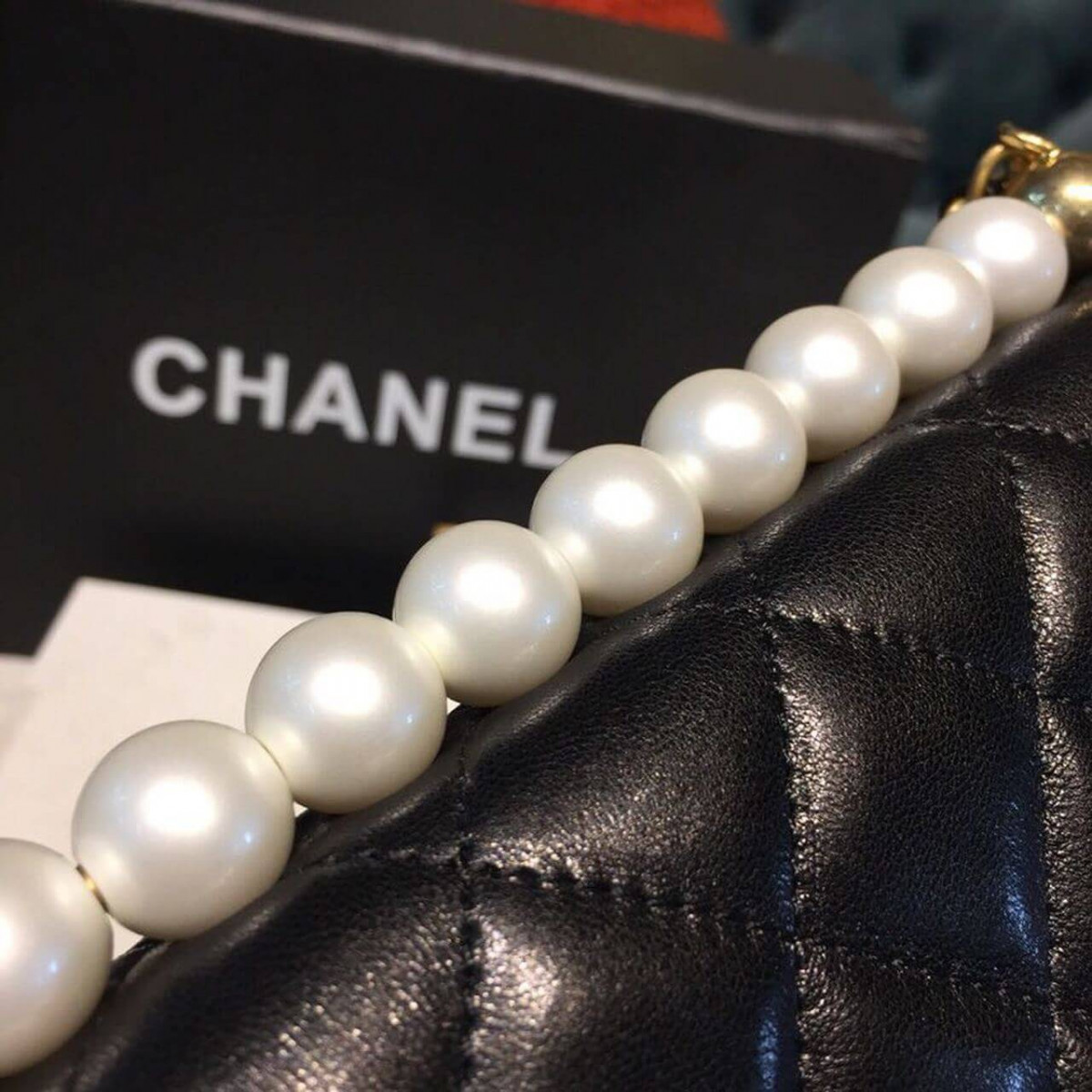 Chanel Small Pearl Chain Flap Bag AS0584