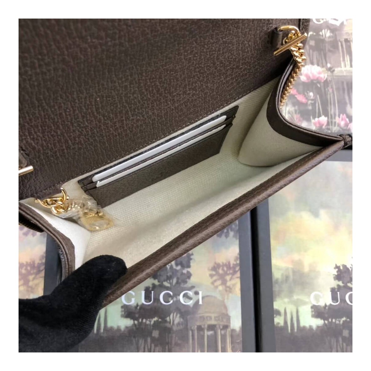 Gucci GG Supreme Rajah Mini Bag 573797 Coffee