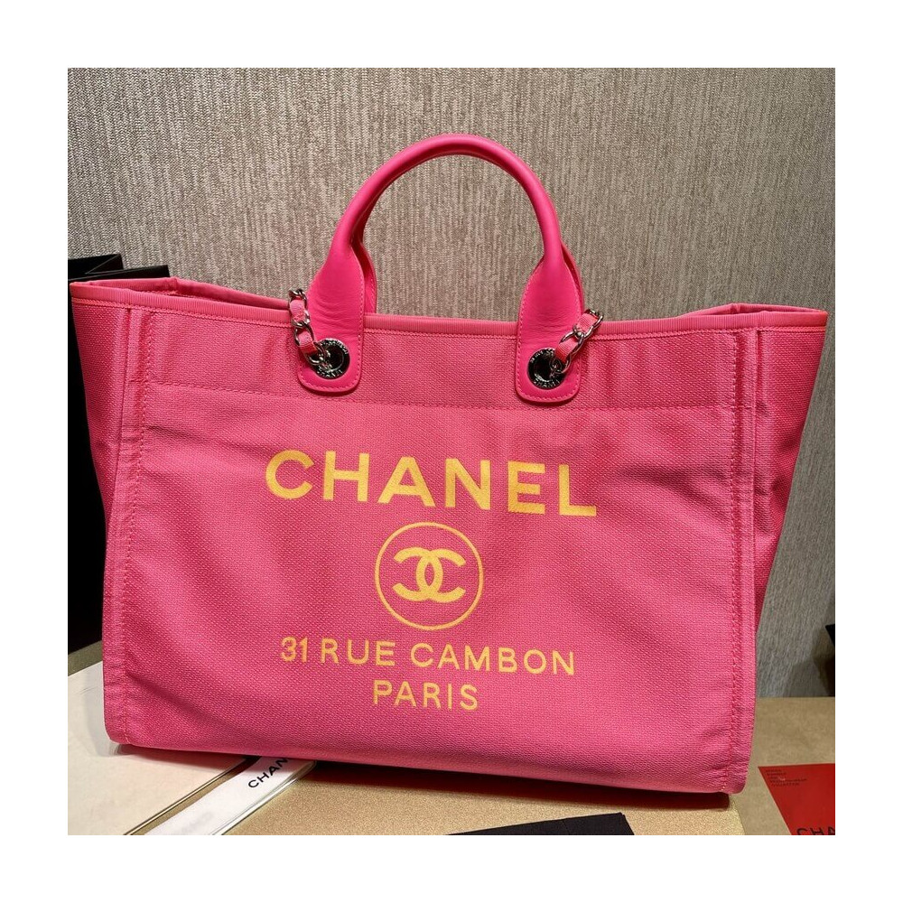 Chanel 21S Deauville Peachblow Yellow Large Shopping Bag A66941