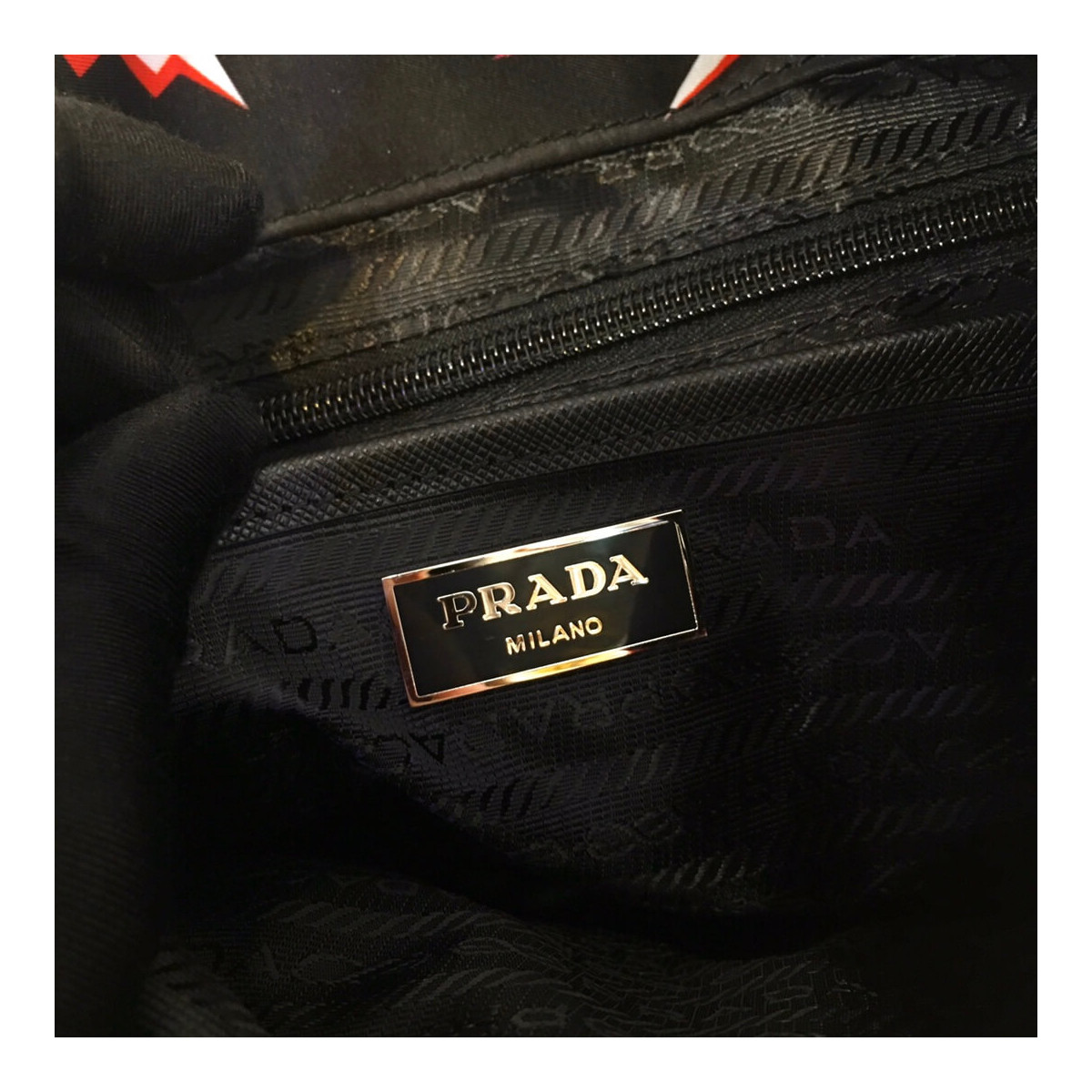 Prada Lightning Print Nylon Large Backpack 1BZ811