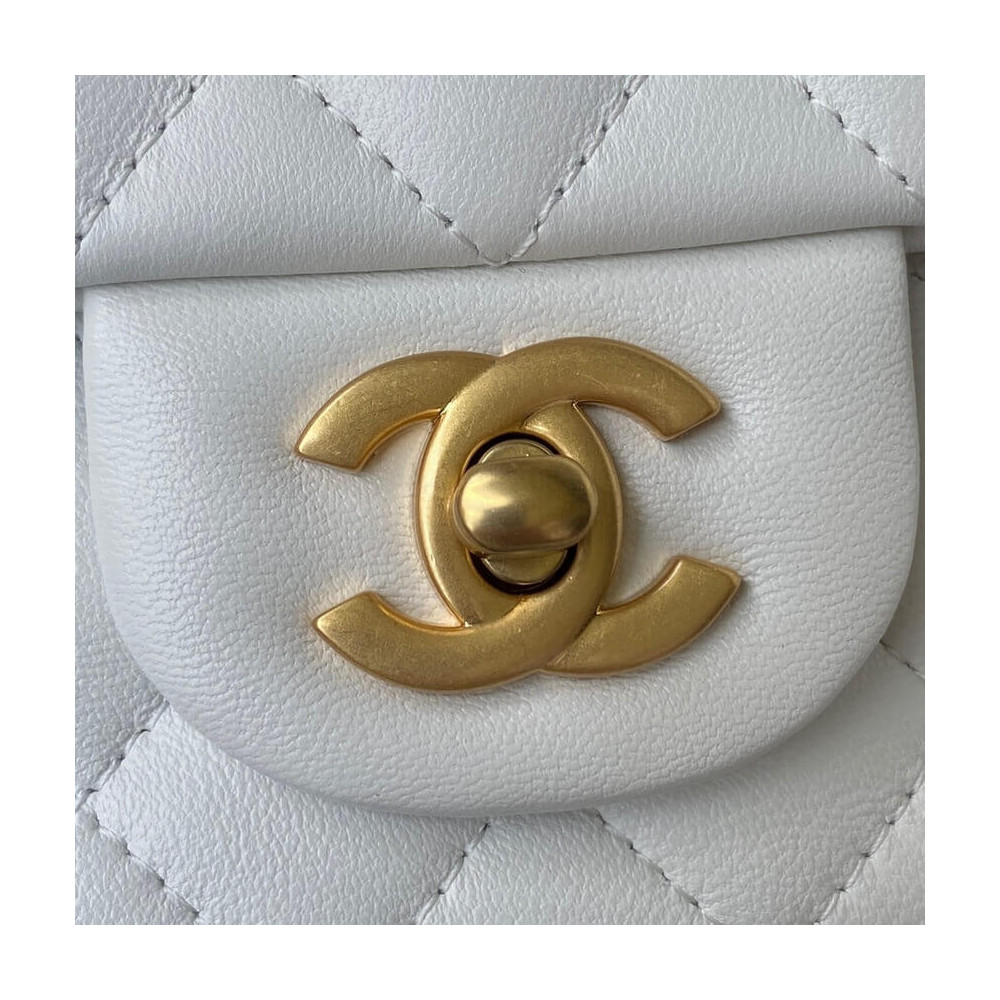 Chanel Mini Flap Bag With Top Handle AS2431 in Iridescent Lambskin