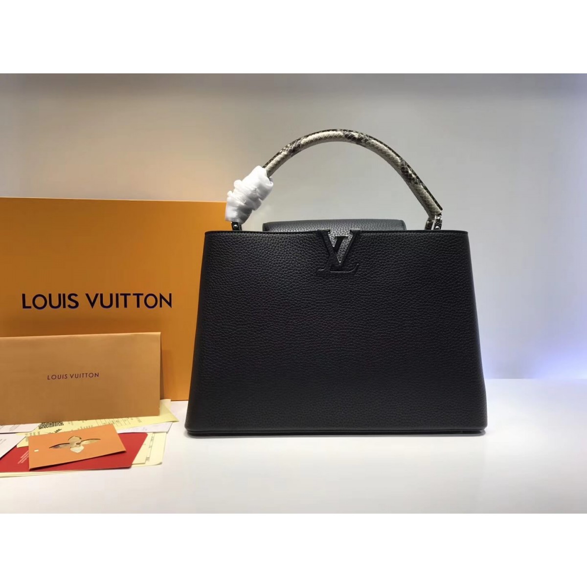 Louis Vuitton Taurillon Leather And Python Capucines MM N91711