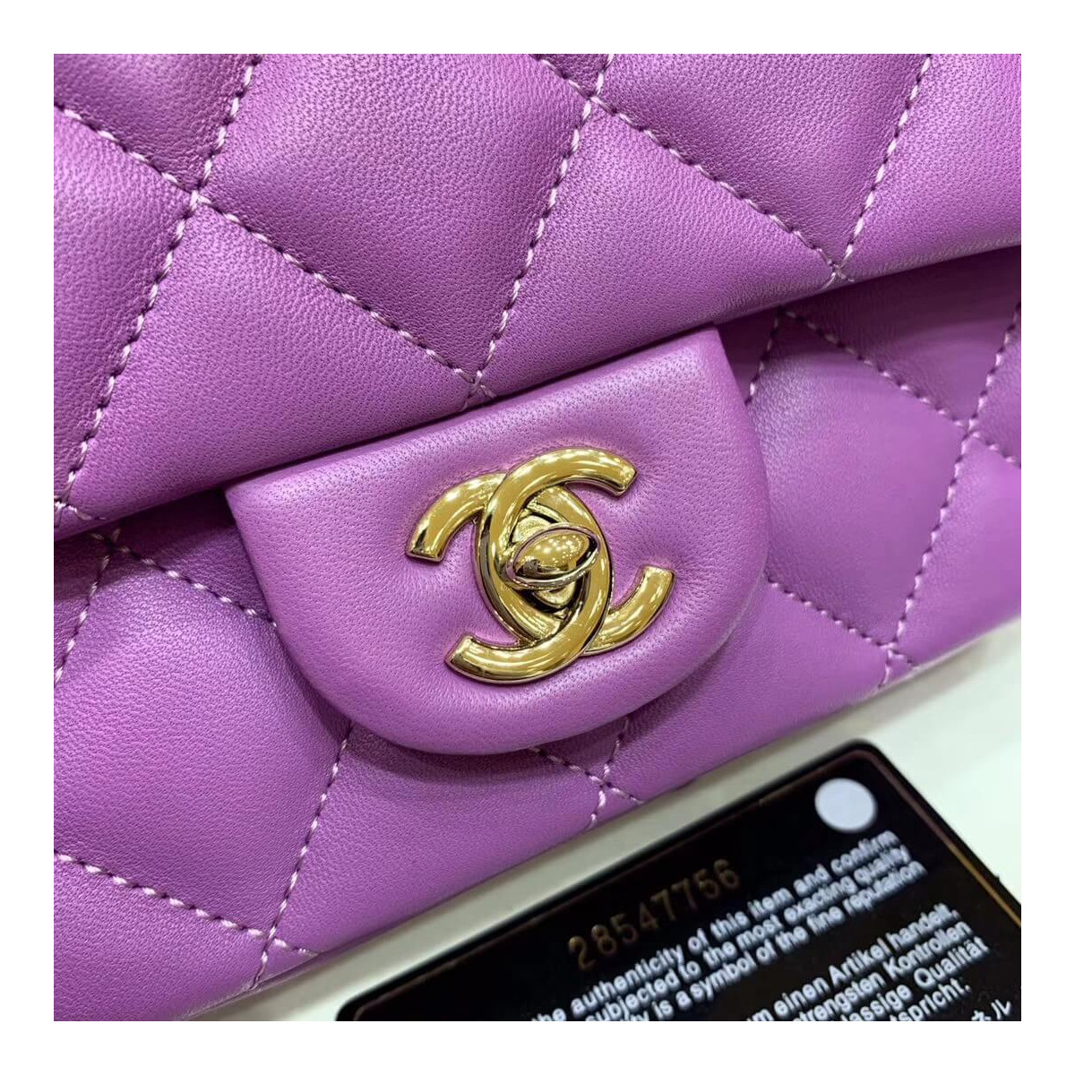 Chanel Small Pearl Logo Strap Flap Bag AS1436 Purple