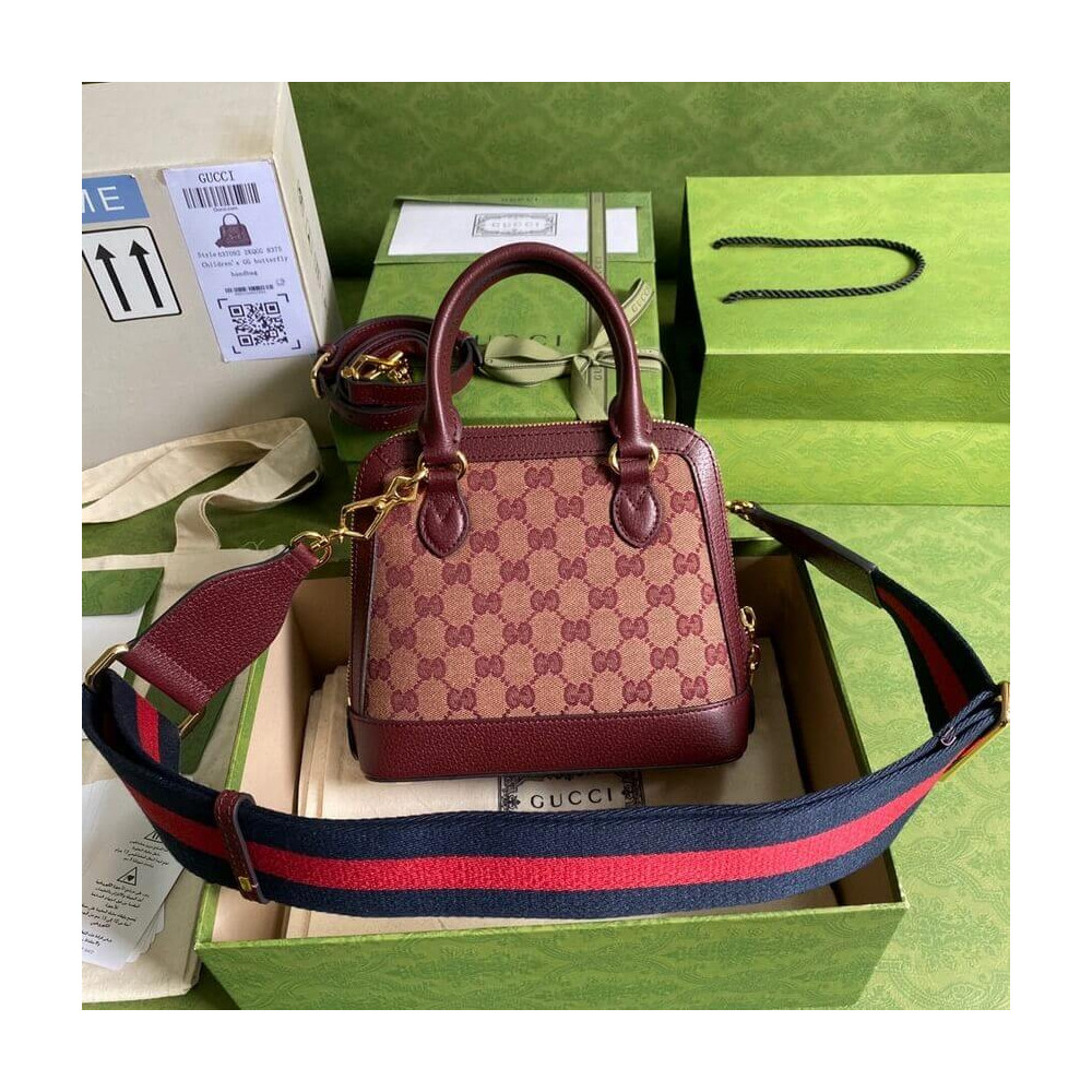 Gucci Horsebit 1955 GG Mini Bag 677212 in Burgundy GG Canvas