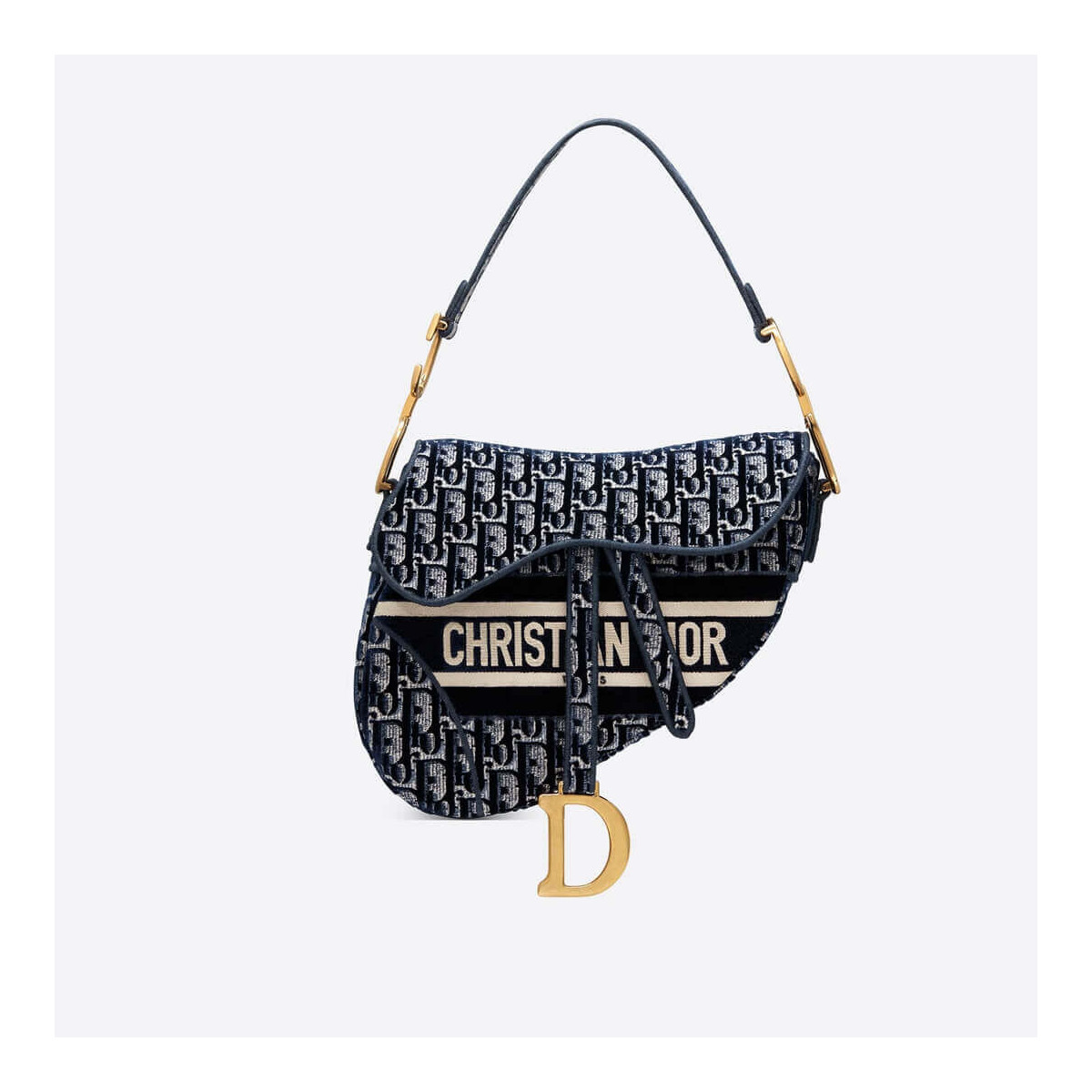 Dior Oblique Embroidered Velvet Saddle Bag M0446C