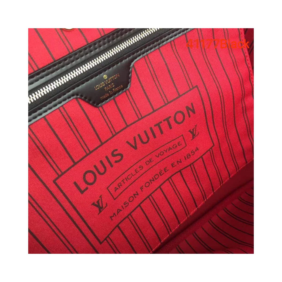 Louis Vuitton Monogram Canvas Neverfull MM M41177 Black/Red