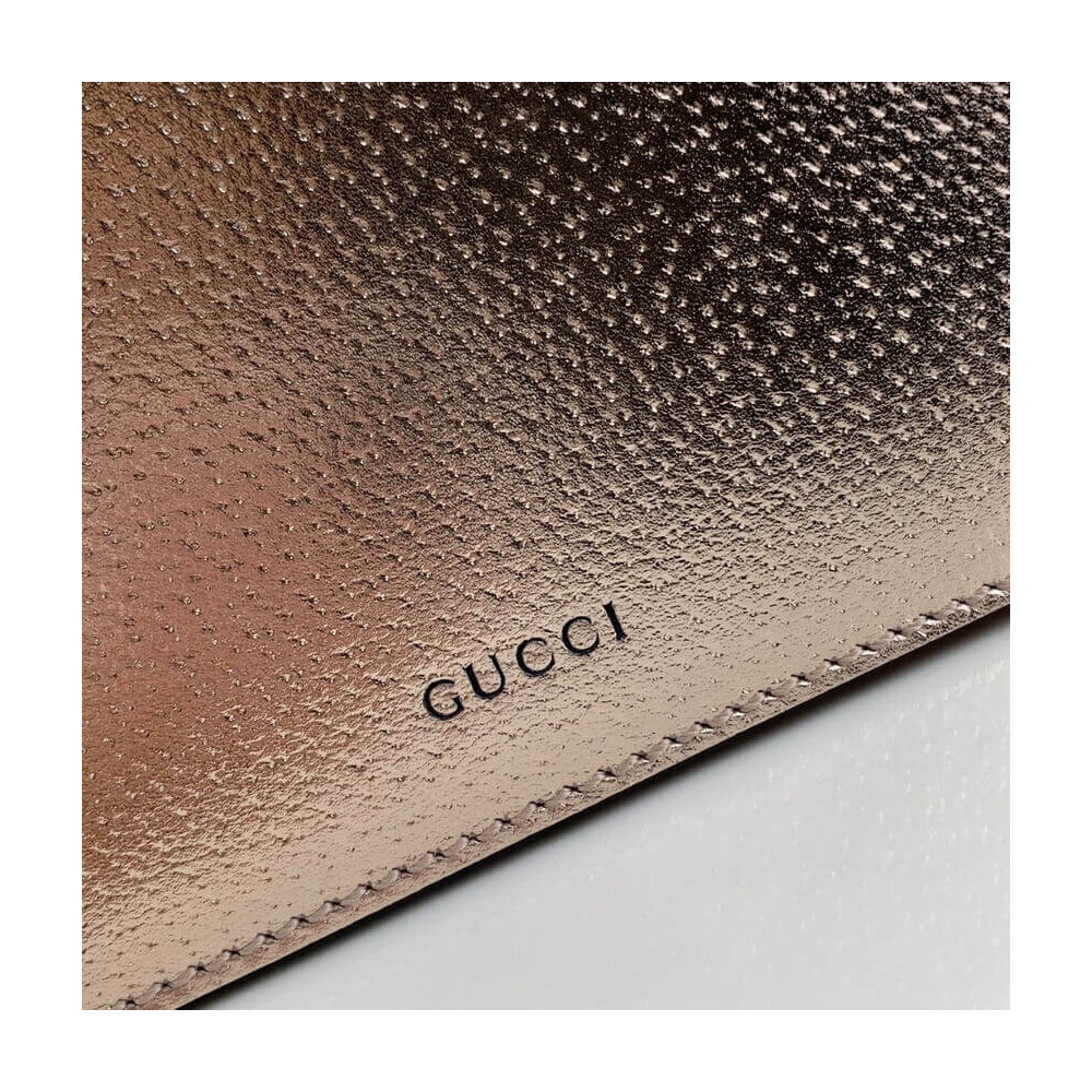 Gucci Dionysus Small Shoulder Bag in Rose Gold Lame Leather 499623