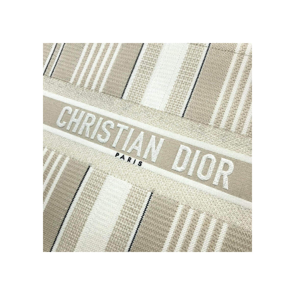 Dior Book Tote Beige Stripes Embroidery M1286